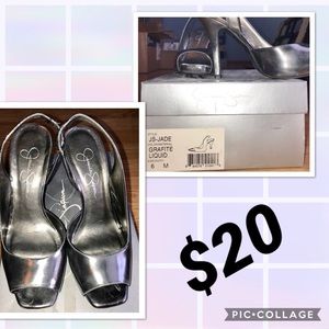 Jessica Simpson sling back gunmetal heel